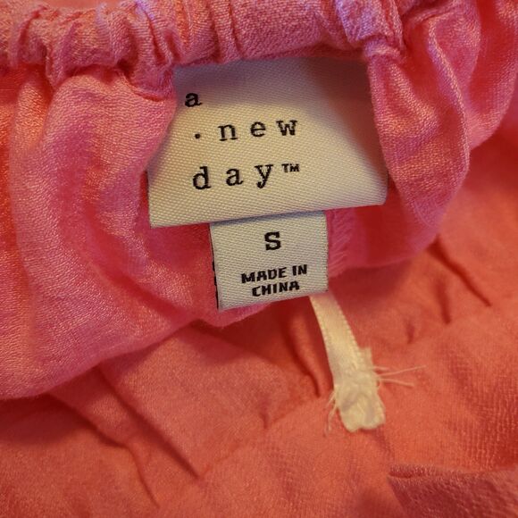 Womens Sz S Mini Prairie Dress Open Bow Back Balloon Hem Pink Summer Boho Party - Picture 8 of 9